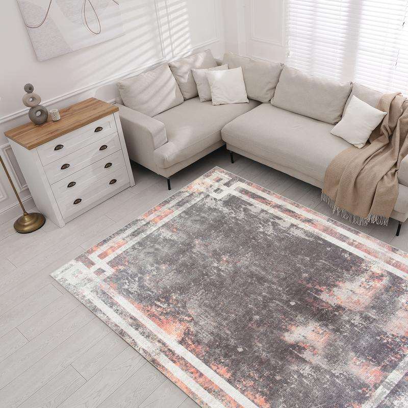 Digital Printer Grey Red Black Rug