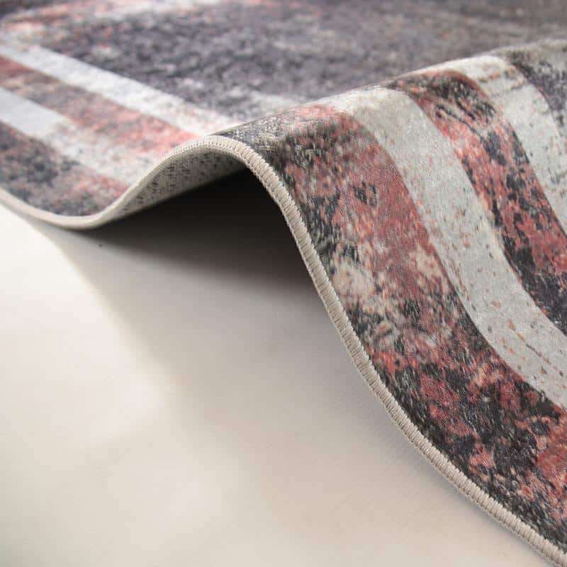 Digital Printer Grey Red Black Rug