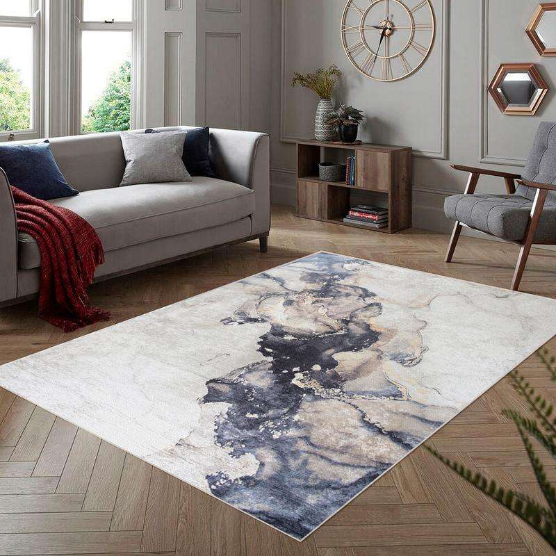 Digital Printer Soft Black White Rug