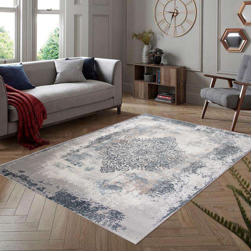 Diva Grey Navy Rug MR276