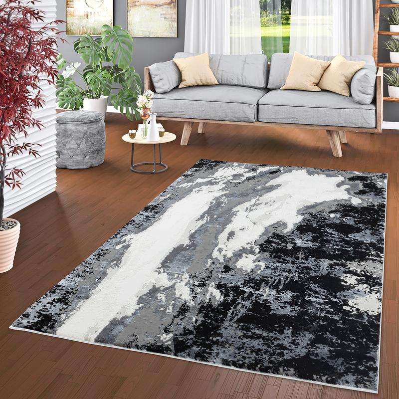 Elit Dark Cloud Grey Black Rug