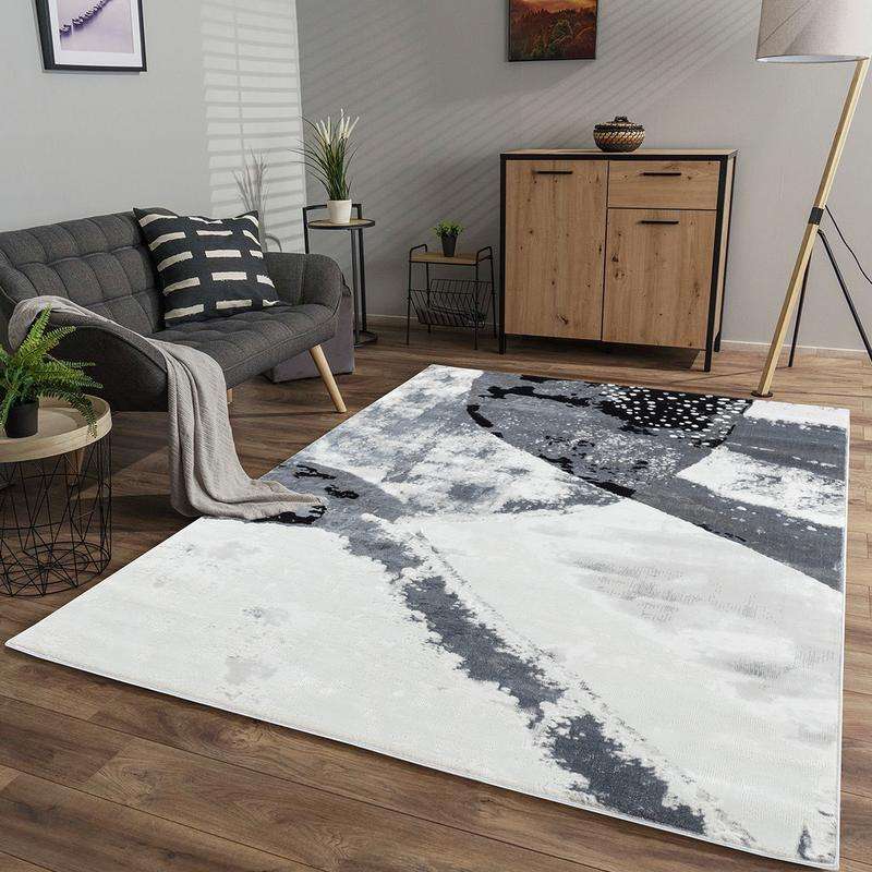 Elit Plain Grey Black Rug