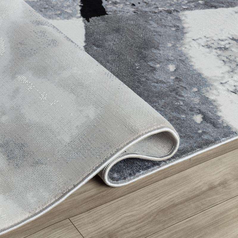 Elit Plain Grey Black Rug