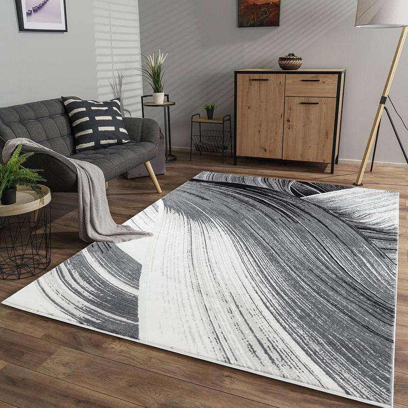Elit Ribbon Grey Black Rug