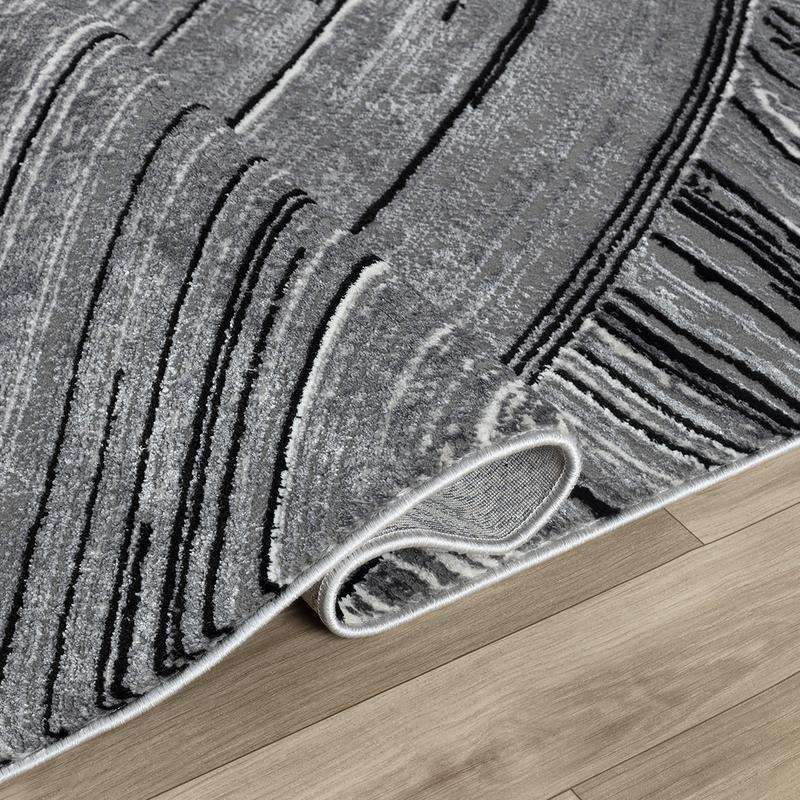 Elit Ribbon Grey Black Rug