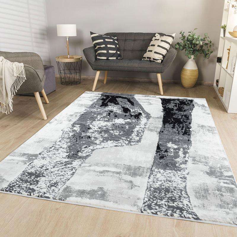 Elit Stripe Grey Black Rug