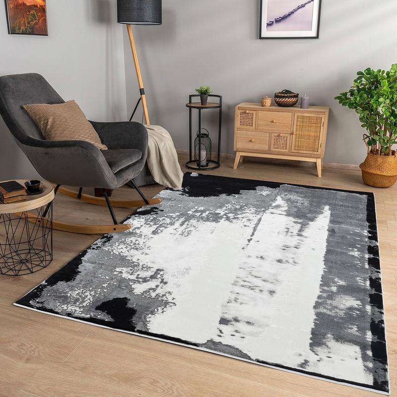 Elit Texture Grey Black Rug