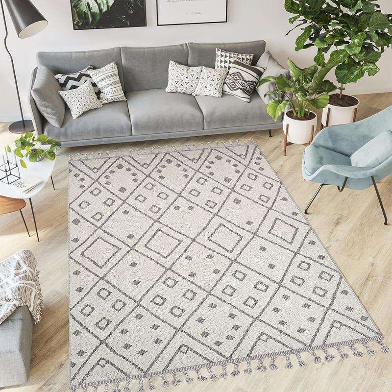 Jute Diamond White Rug