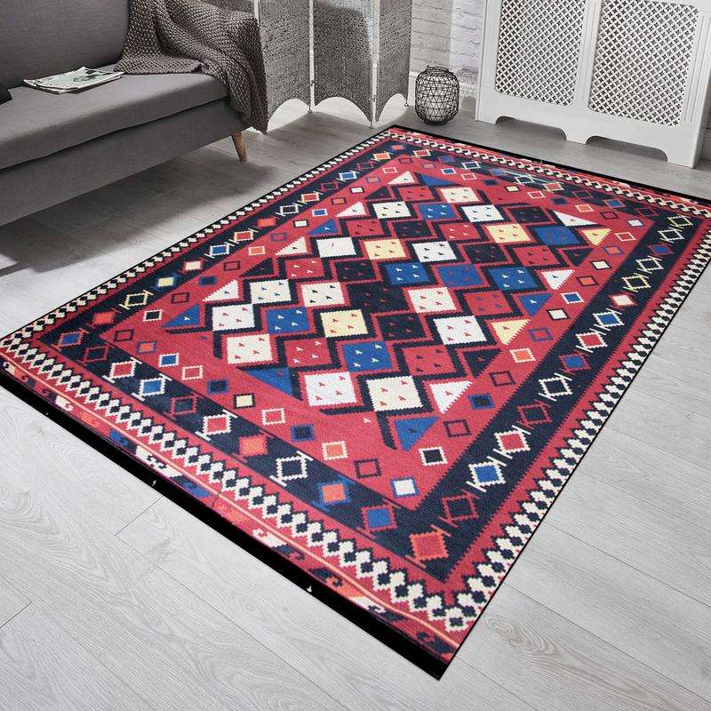 Kilim Red Black Blue Rug
