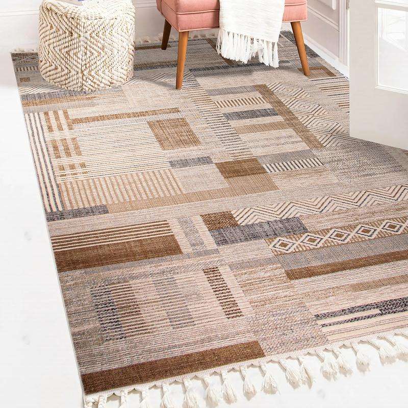 Random Tetris Pattern Beige Rug