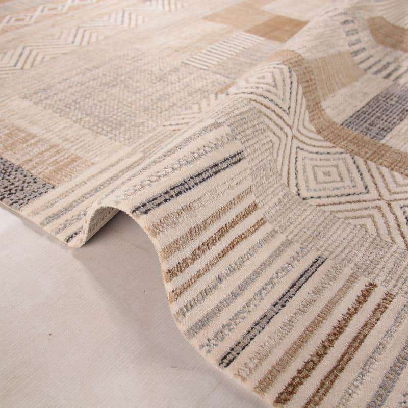 Random Tetris Pattern Beige Rug