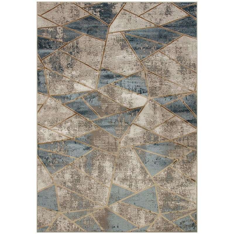 Star Modern Beige Blue Triangle Rug