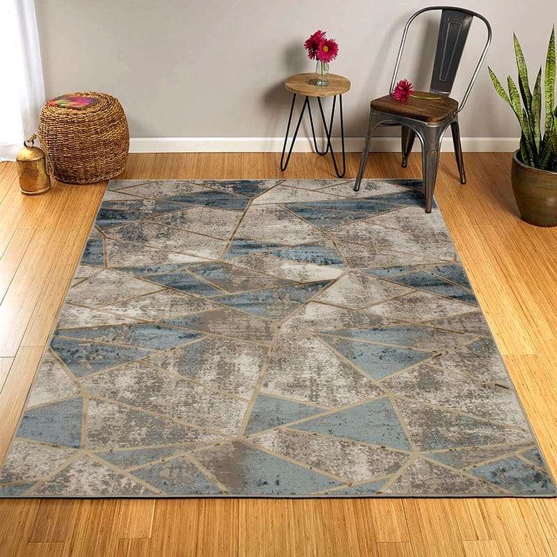 Star Modern Beige Blue Triangle Rug