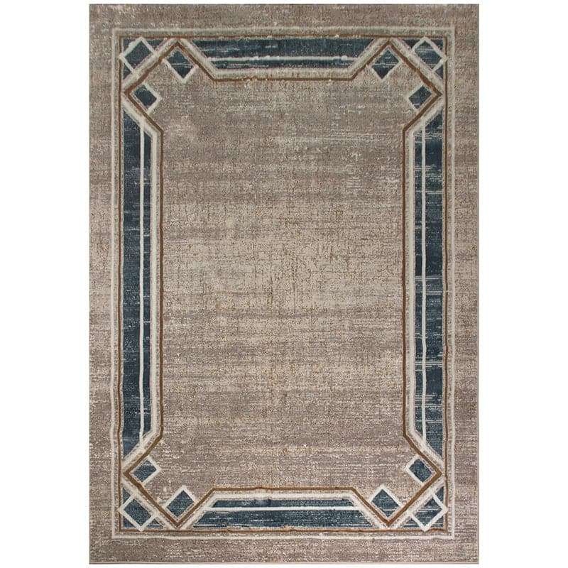 Star Modern Beige Blue Frame Rug