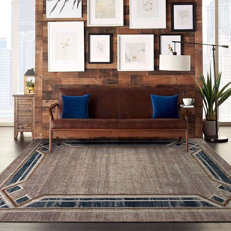 Star Modern Beige Blue Frame Rug