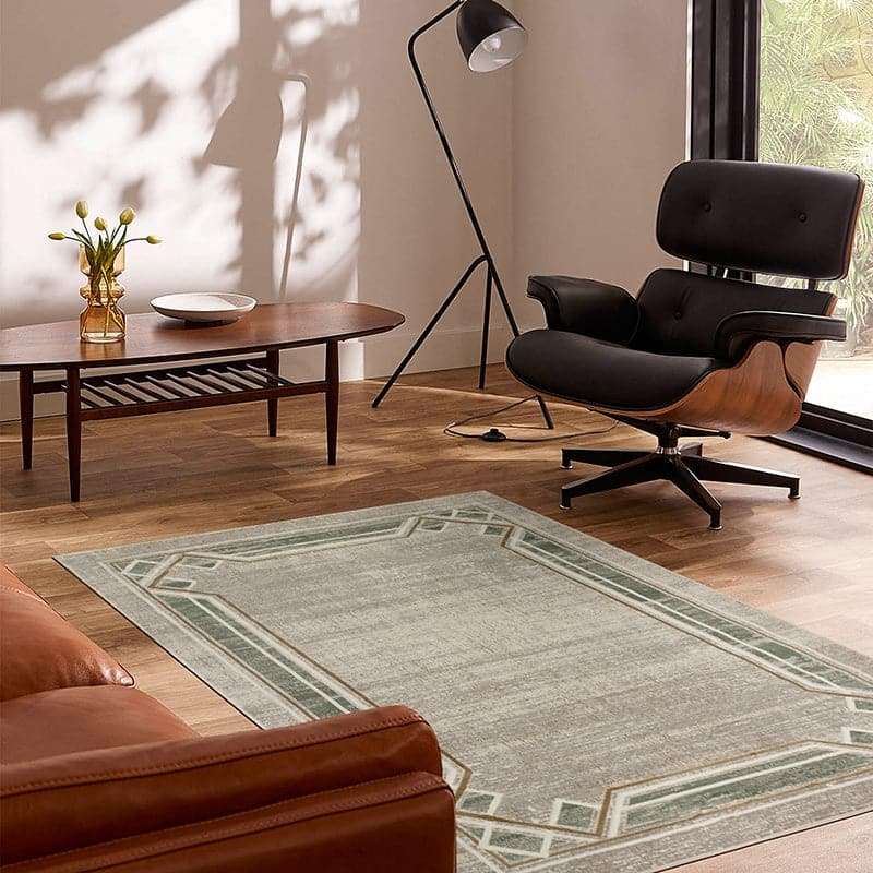Star Modern Beige Green Frame Rug