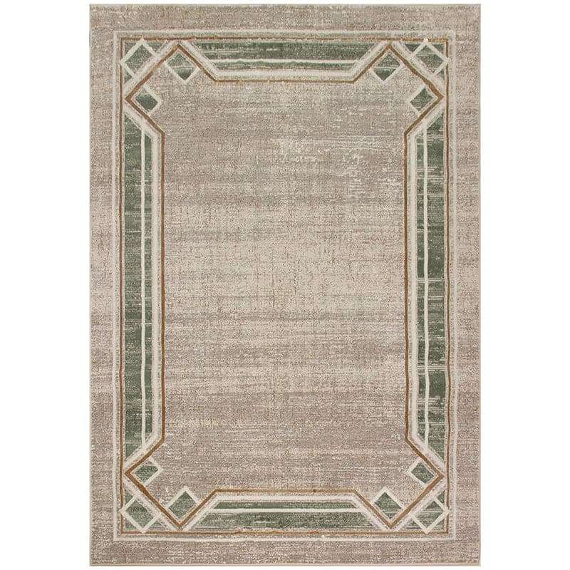 Star Modern Beige Green Frame Rug
