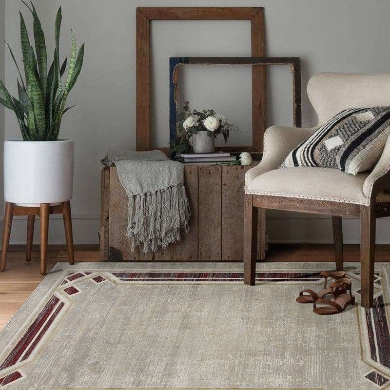Star Modern Grey Wine Frame Rug