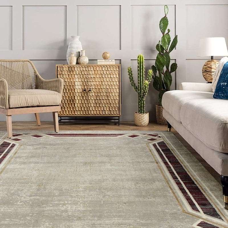 Star Modern Grey Wine Frame Rug