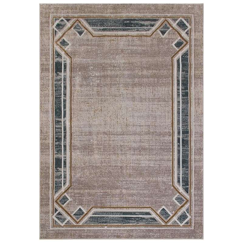 Star Modern Turquoise Frame Rug