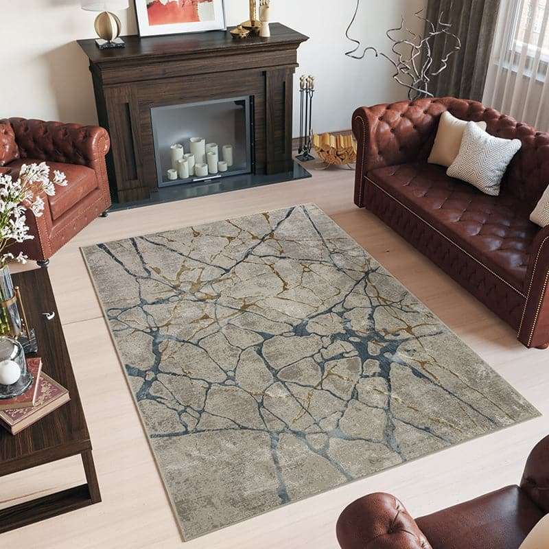 Star Modern Beige Blue Crack Rug