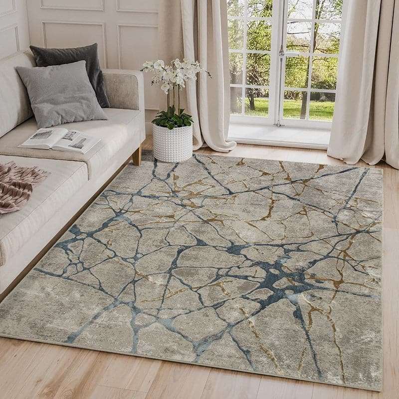Star Modern Beige Blue Crack Rug