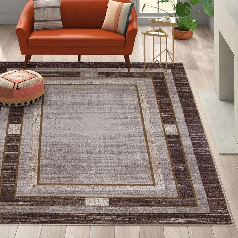 Star Modern Dark Brown Frame Rug