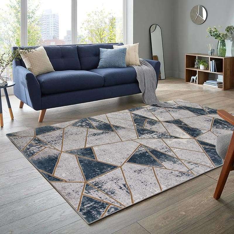 Star Modern Grey Navy Rug