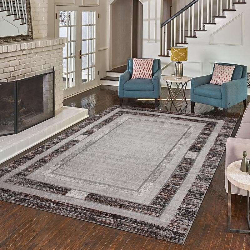 Star Modern Brown D Frame Rug