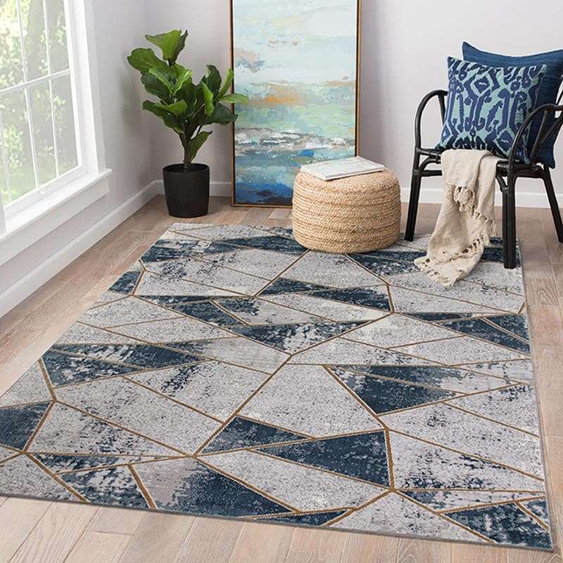 Star Modern Grey Navy Rug