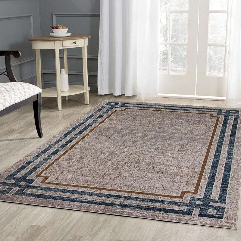 Star Modern Blue Frame Rug