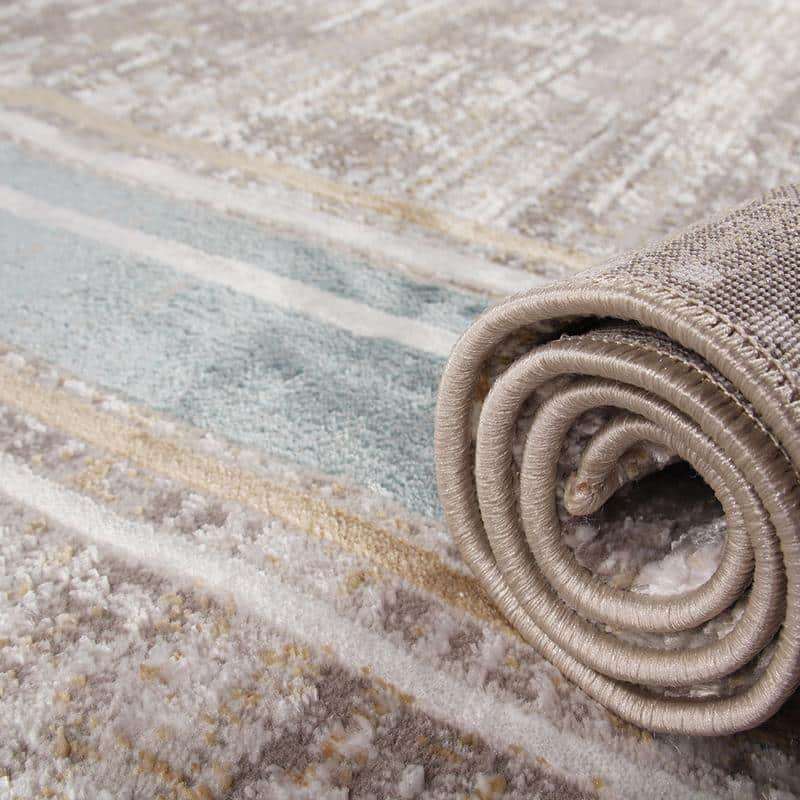 Star Modern Turquoise Frame Rug