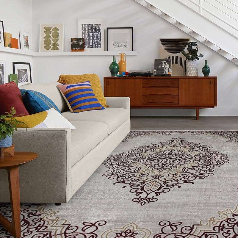 Star Modern Grey Red Pattern Rug