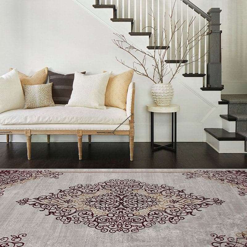 Star Modern Grey Red Pattern Rug