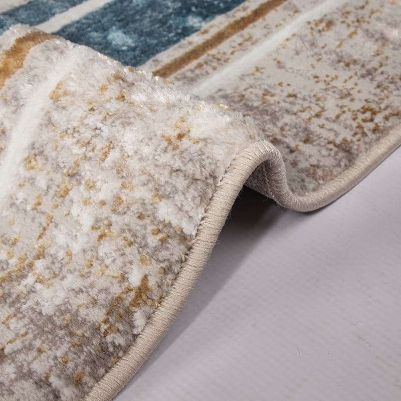 Star Modern Beige Blue Frame Rug
