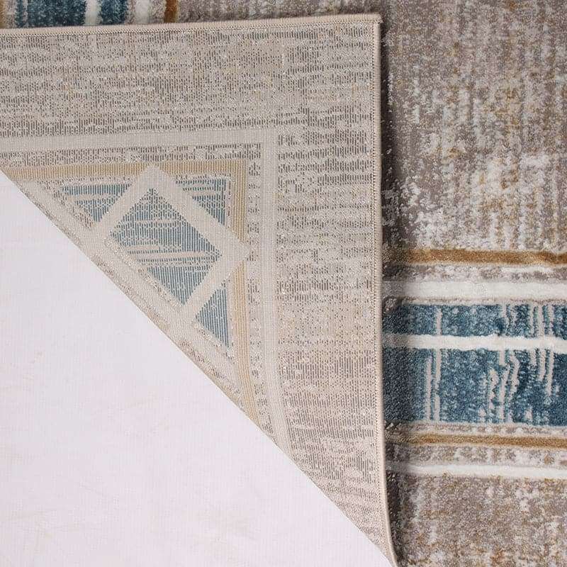 Star Modern Beige Blue Frame Rug