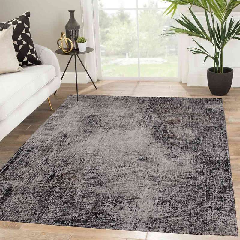 Diva Navy Grey Fringed Rug