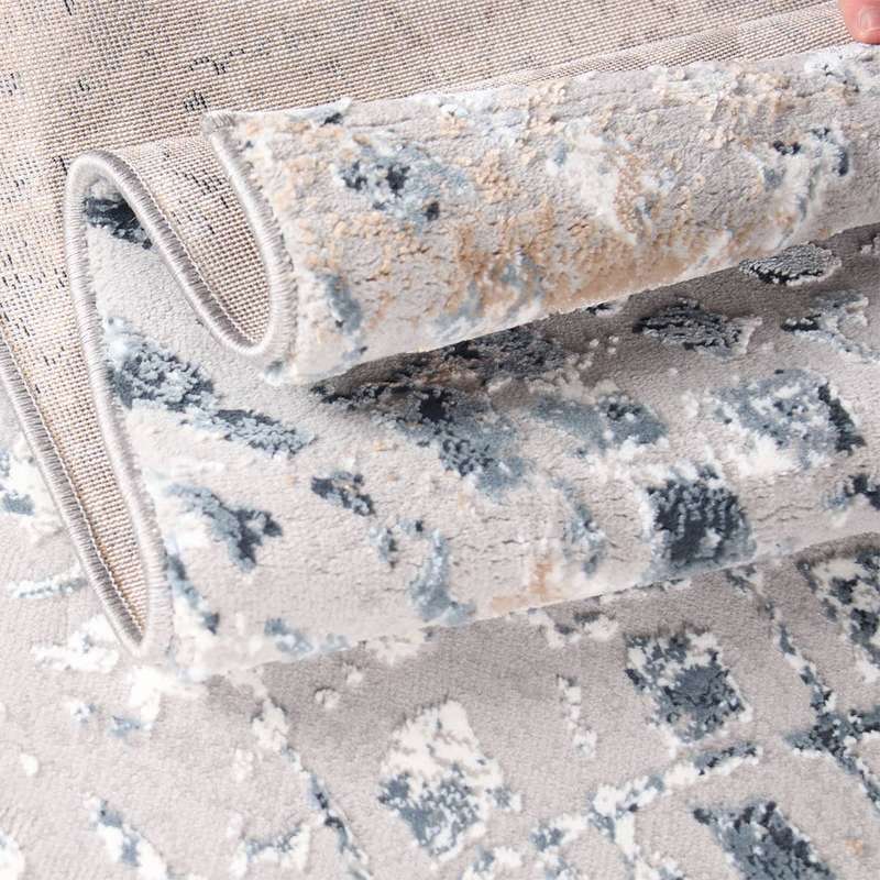 Merry Blue Square Grey Rug
