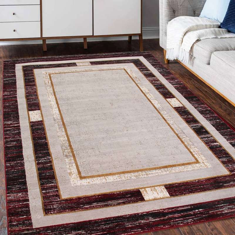 Star Frame Burgundy Rug