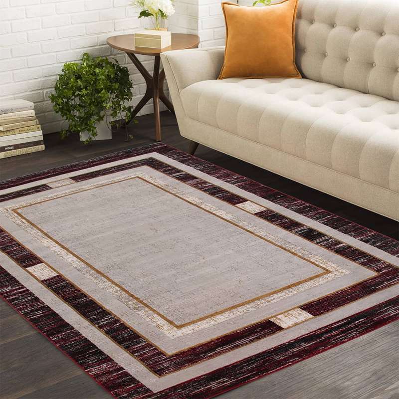 Star Frame Burgundy Rug