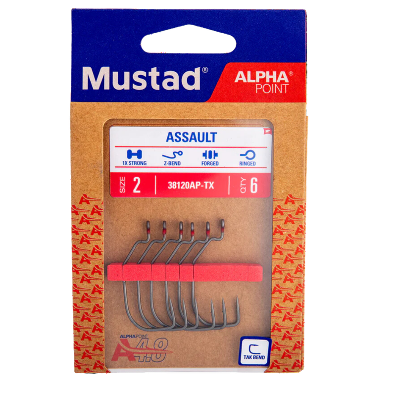 Mustad Alpha Point Assault 38120AP Bass Hooks Wide Gape
