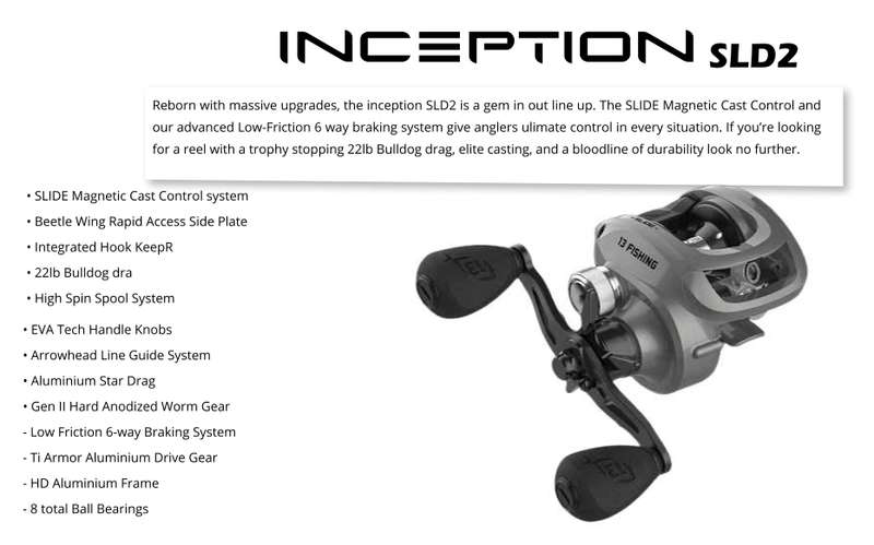 13 Fishing Inception Slide RH Baitcaster Reel