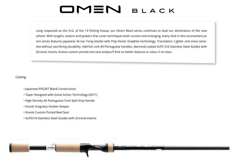 13 Fishing Omen Black Casting Rod 67 Medium