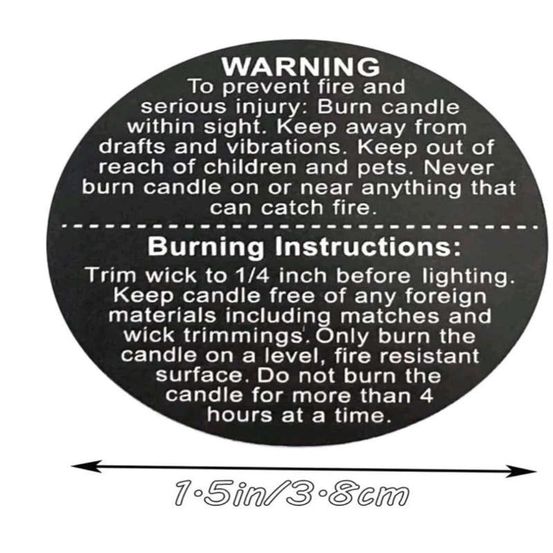 Candle Warning Labels Black