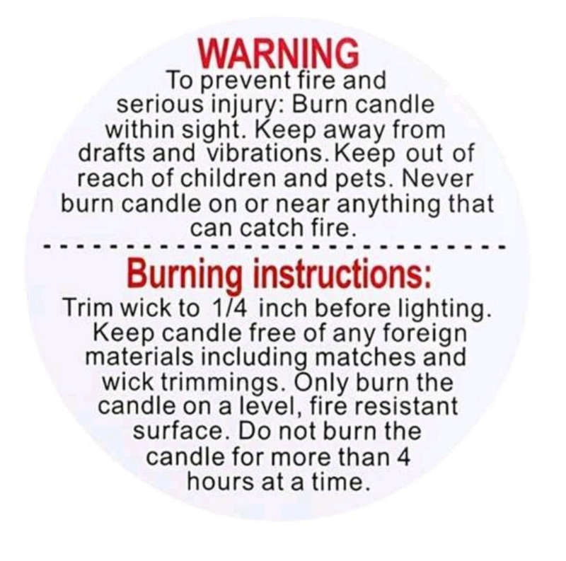 Candle Warning Labels White
