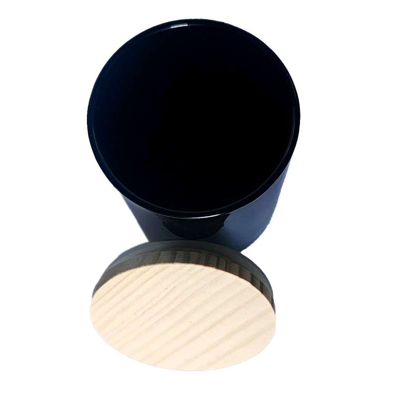 Glass Jar with Wooden Lid - Black-coated