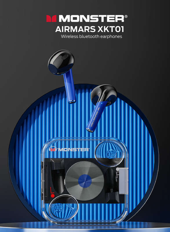 MONSTER XKT01 Wireless Bluetooth 5.2 Earphone TWS Headphones With Mic - White