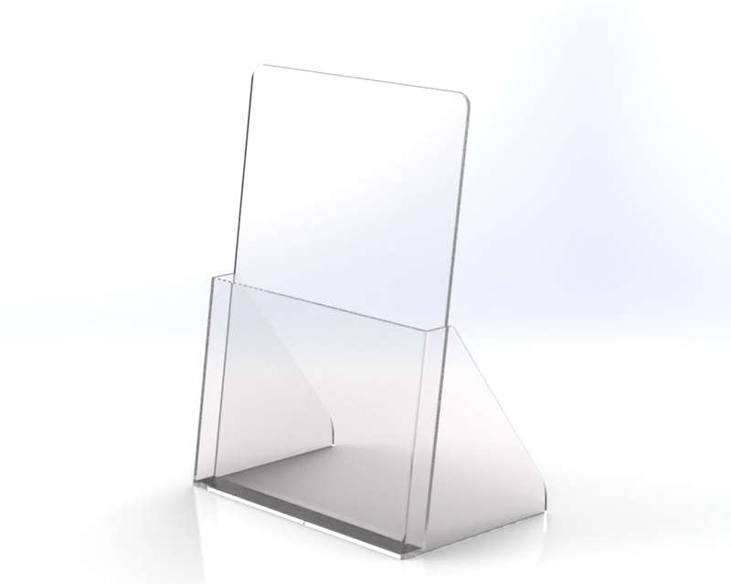 Countertop Acrylic Brochure Holder  Clear Plastic, Free Standing Display