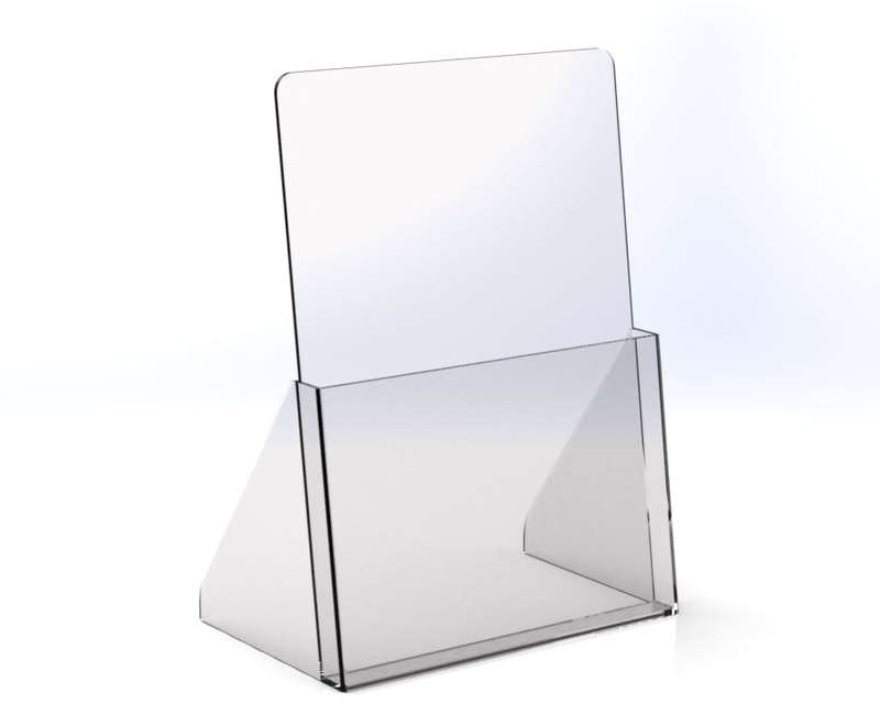 Countertop Acrylic Brochure Holder  Clear Plastic, Free Standing Display