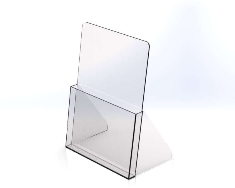 Countertop Acrylic Brochure Holder  Clear Plastic, Free Standing Display